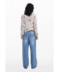 Desigual Women's Straight jeans with inverted effect