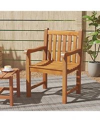 Gymax Pcs Teak Wood Patio Dining Chair Outdoor Armchair w/ Slatted Seat & Solid Legs