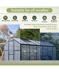 Mondawe 6'x12' Thick Polycarbonate Greenhouse with Double Flush Door