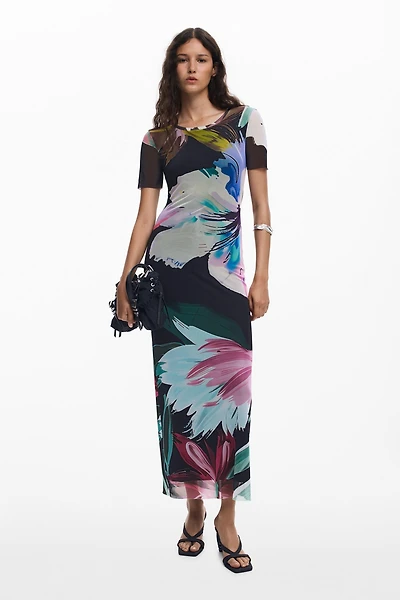 Desigual Women's Watercolor floral fitted dress