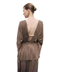 Nocturne Women's V-Neck Beaded Accessory Blouse