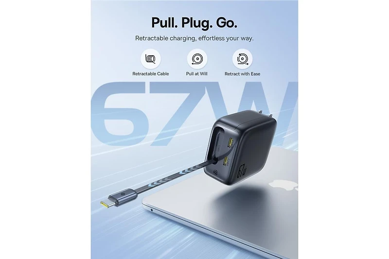 Baseus Enercore with Single Retractable Usb-c Cable Charger 67W
