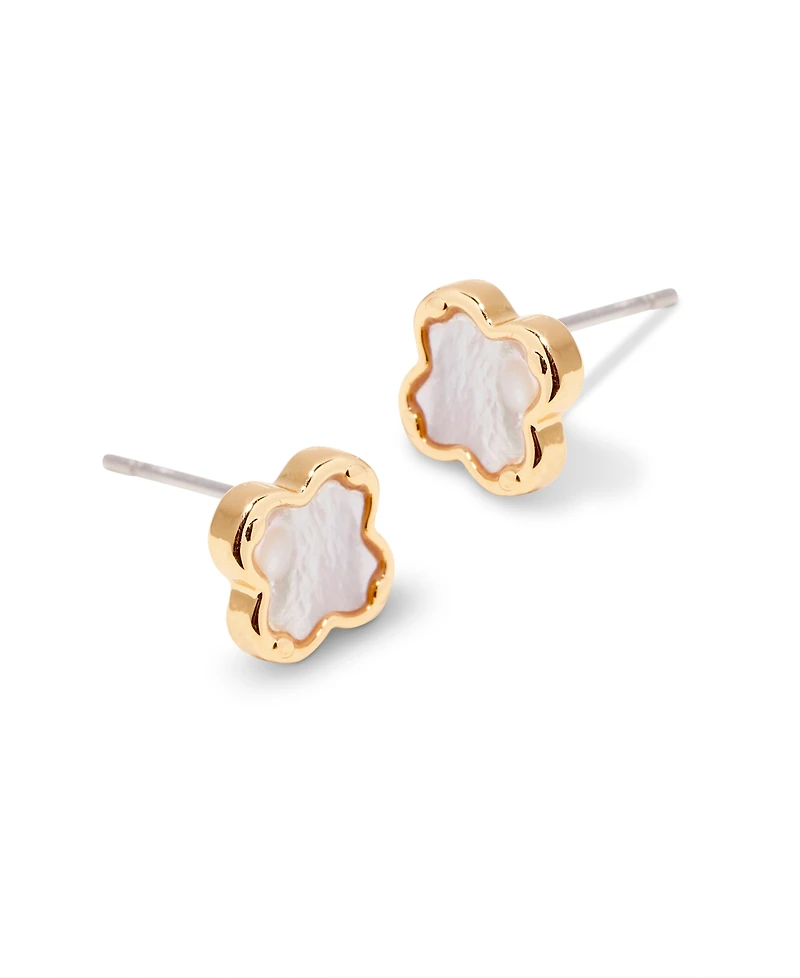brook & york Chatham Gold Plated Clover Mother of Pearl Stud Earrings