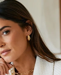 brook & york Gold Plated Farrah Ribbed Stud Earrings