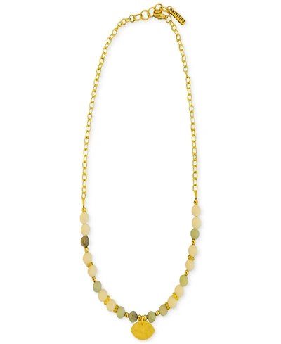 Minu Jewels Gold-Tone Amazonite & White Jade Statement Necklace, 16" + 2" extender