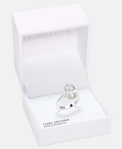 Charter Club Cubic Zirconia Oval Halo Ring, Macy's Exclusive