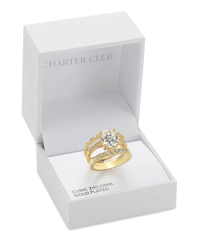 Charter Club Pave & Oval Crystal Triple-Row Ring, Exclusively at Macy's