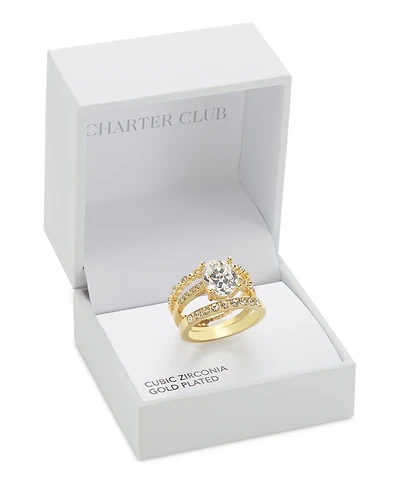 Charter Club Pave & Oval Crystal Triple-Row Ring, Exclusively at Macy's