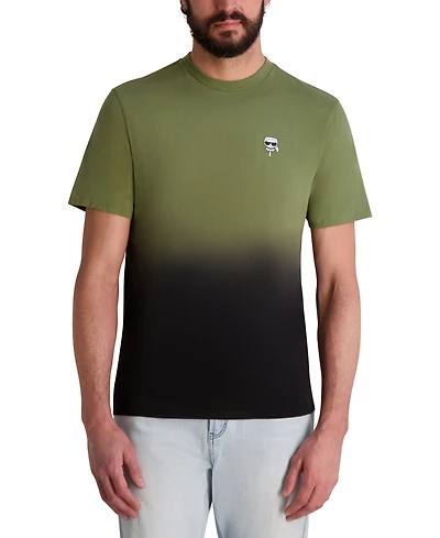 Karl Lagerfeld Paris Men's Ombre Short Sleeve Crewneck Logo T-Shirt