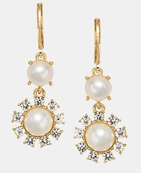 Charter Club Crystal & Imitation Pearl Double Drop Earrings, Macy's Exclusive