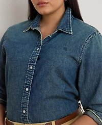 Lauren Ralph Plus Twill Denim Shirt