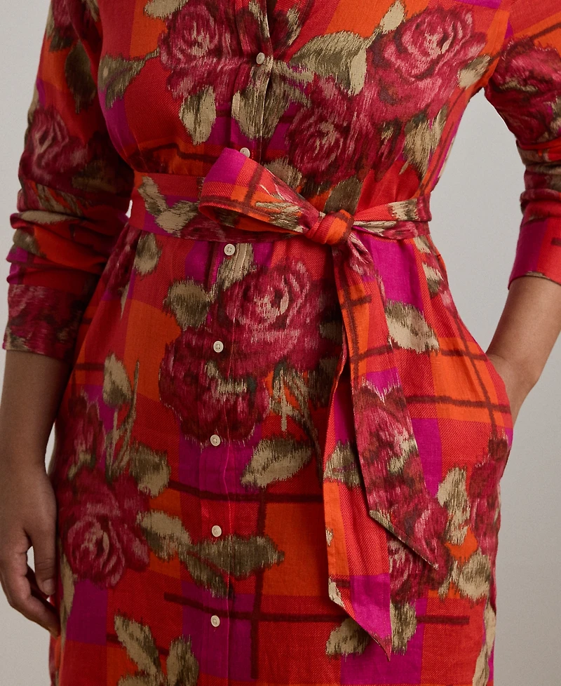 Lauren Ralph Plus Printed Linen Shirtdress