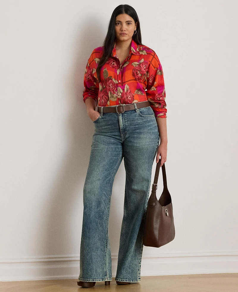 Lauren Ralph Plus Printed Linen Shirt
