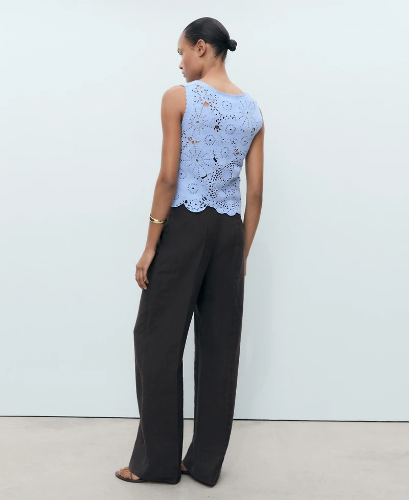 Mango Women's Flowers Crochet Top