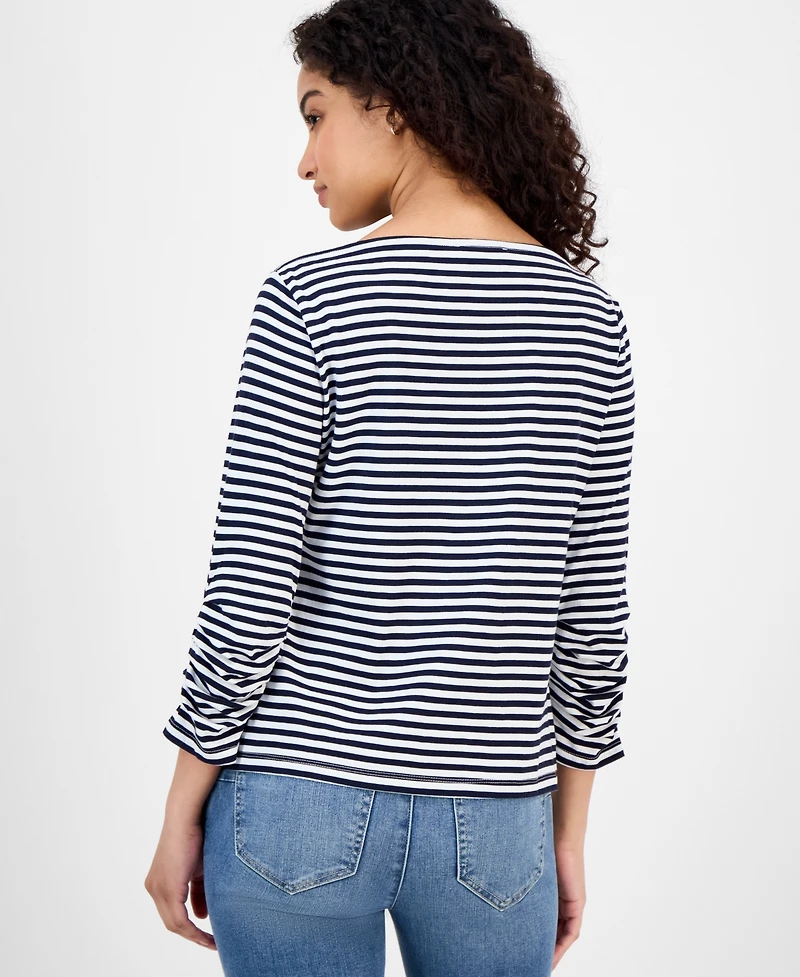Nautica Jeans Women's Striped Boat-Neck Top