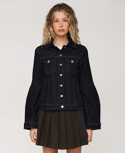 Avec Les Filles Women's Flare-Sleeve Denim Trucker Jacket