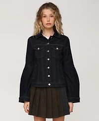 Avec Les Filles Women's Flare-Sleeve Denim Trucker Jacket
