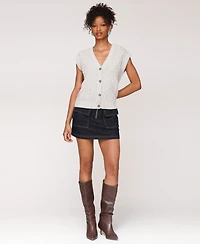 Avec Les Filles Women's Cable Knit Button-Front Vest