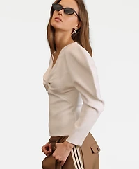 Avec Les Filles Women's Exaggerated-Sleeve Bow Top