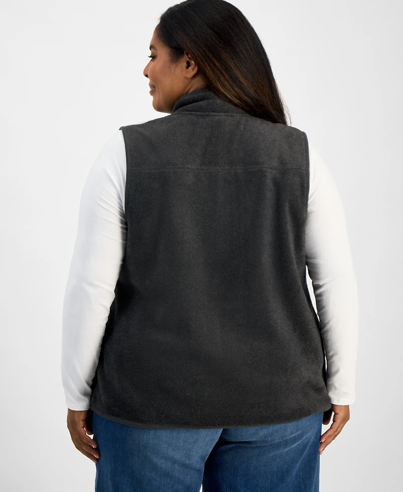 Style & Co Plus Solid Polar Fleece Vest, Exclusively at Macy's