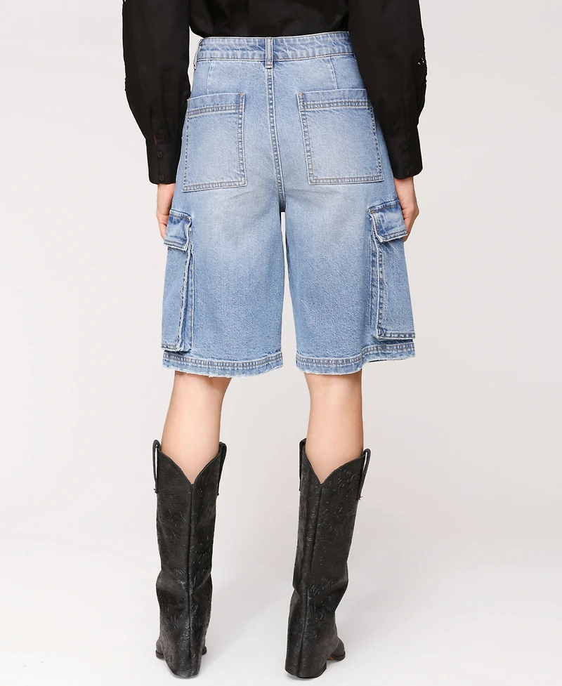Avec Les Filles Women's Baggy Denim Cargo Shorts