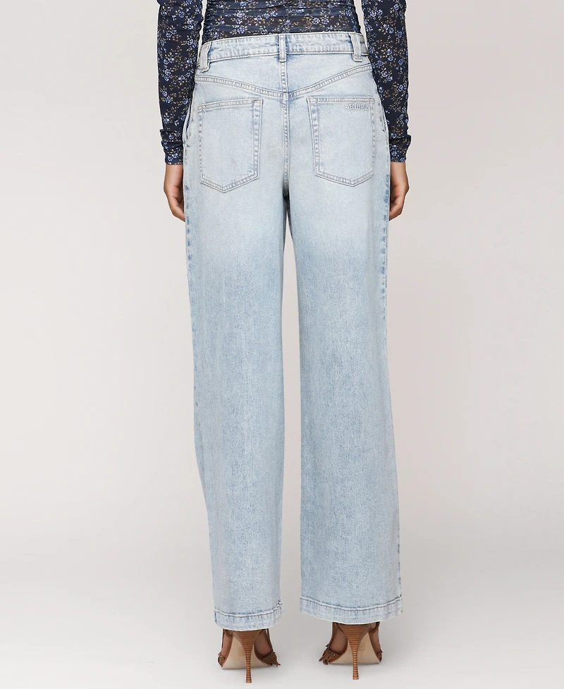 Avec Les Filles Women's Pleat-Front Wide-Leg Jeans