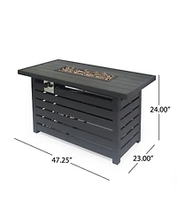 Flynama Rectangular Iron Fire Pit - 30,000BTU