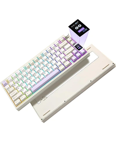 Yunzii AL80 Wireless Mechanical Keyboard,Full Aluminum Cnc, Smart Lcd Display,Hot Swappable Gasket Mount 75% Layout (Beige