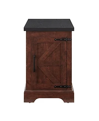 Casainc Rectangular Farmhouse Cabinet Table with Barn Door and Adjustable Storage Shelf