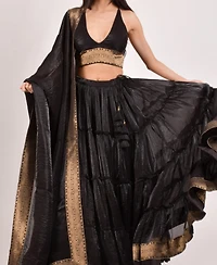 Raas Women's Tiered Shimmer Black Lehenga Choli