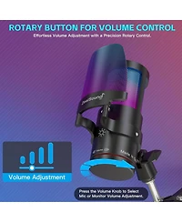 ZealSound Usb Microphone for iPhone,Noise Cancellation Gaming mic with Touch Mute,Gain,Monitoring,Usb Mic Boom Arm for Streaming,Podcast,Twitch