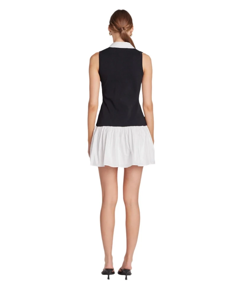 endless rose Women's Mixed Media Cotton Polo Mini Dress