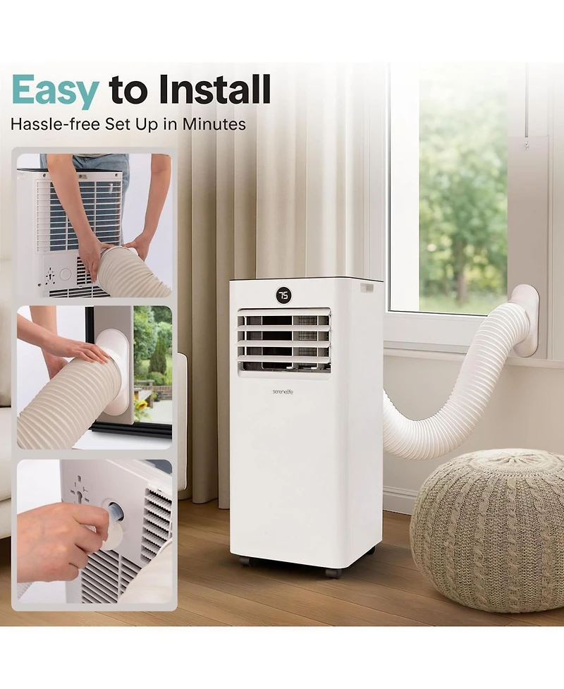 SereneLife Portable Air Conditioner & Heater - 10000 Btu (Ashrae) Compact A/C Unit with Cooling, Heating, Includes Window Mount Kit (Gray)