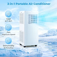Costway 7100 Btu (10000 Btu Ashrae) Portable Air Conditioner 3-in-1 10000 Btu Ac Unit with Dehumidifier & Cool &Fan