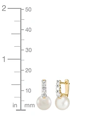 Grown With Love Cultured Freshwater Pearl (7-1/2mm) & Lab Grown Diamond (3/8 ct. t.w.) Small Hoop Earrings in 14k Gold
