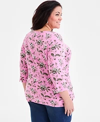 Style & Co Plus Cotton Boat-Neck Top, Macy's Exclusive
