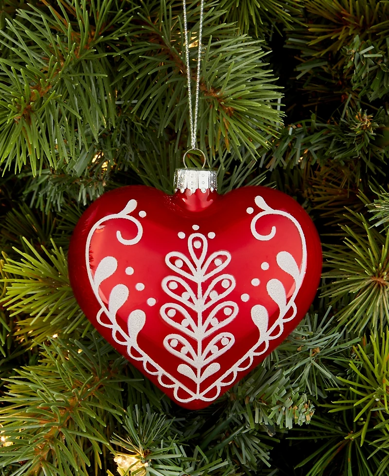 Holiday Lane Nordic Wonderland Glass Heart Ornament, Macy's Exclusive