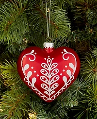 Holiday Lane Nordic Wonderland Glass Heart Ornament, Macy's Exclusive