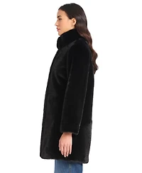 Jones New York Petite Faux-Fur Stand-Collar Coat