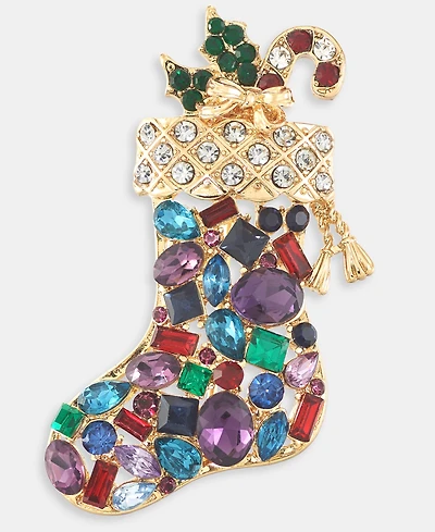 Gold-Tone Multicolor Stone Stocking Pin
