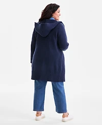 Style & Co Plus Hooded Open-Front Cardigan Sweater