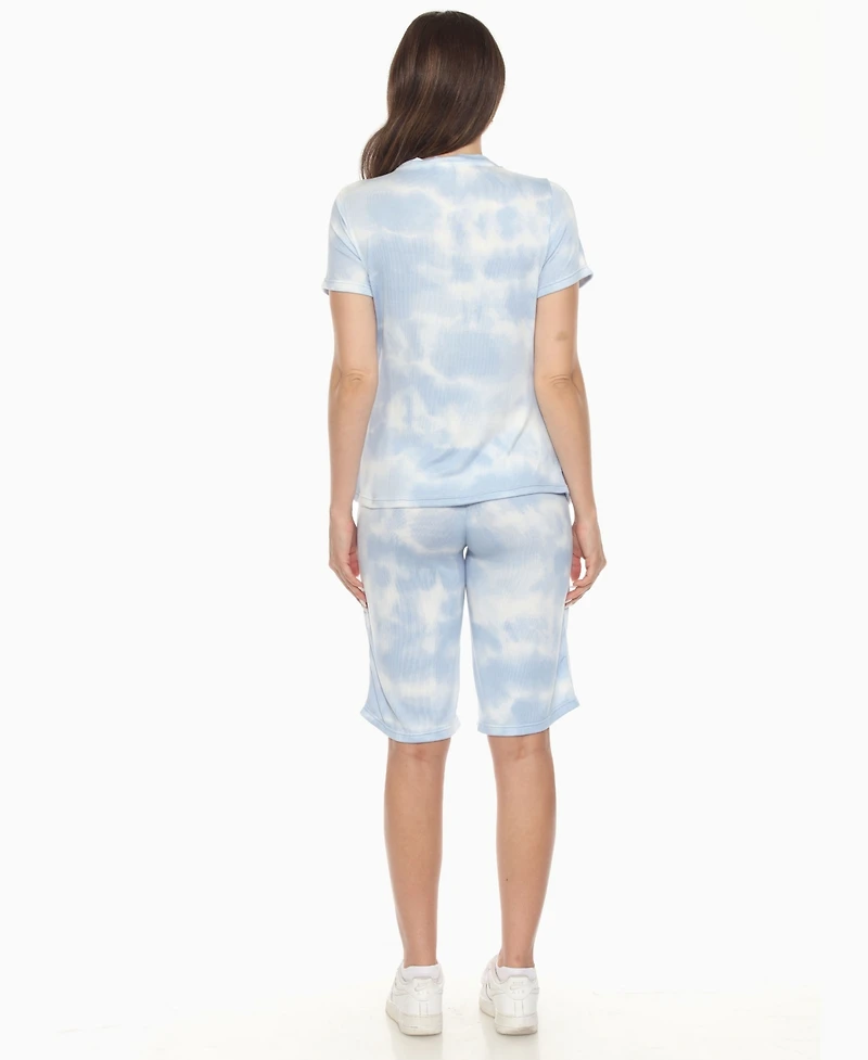 White Mark Women's Short Sleeve and Capri Lounge Set