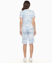 White Mark Women's Short Sleeve and Capri Lounge Set