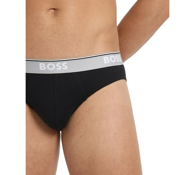 Boss by Hugo Men's Power 3-Pk. Tipped Logo Waistband Briefs