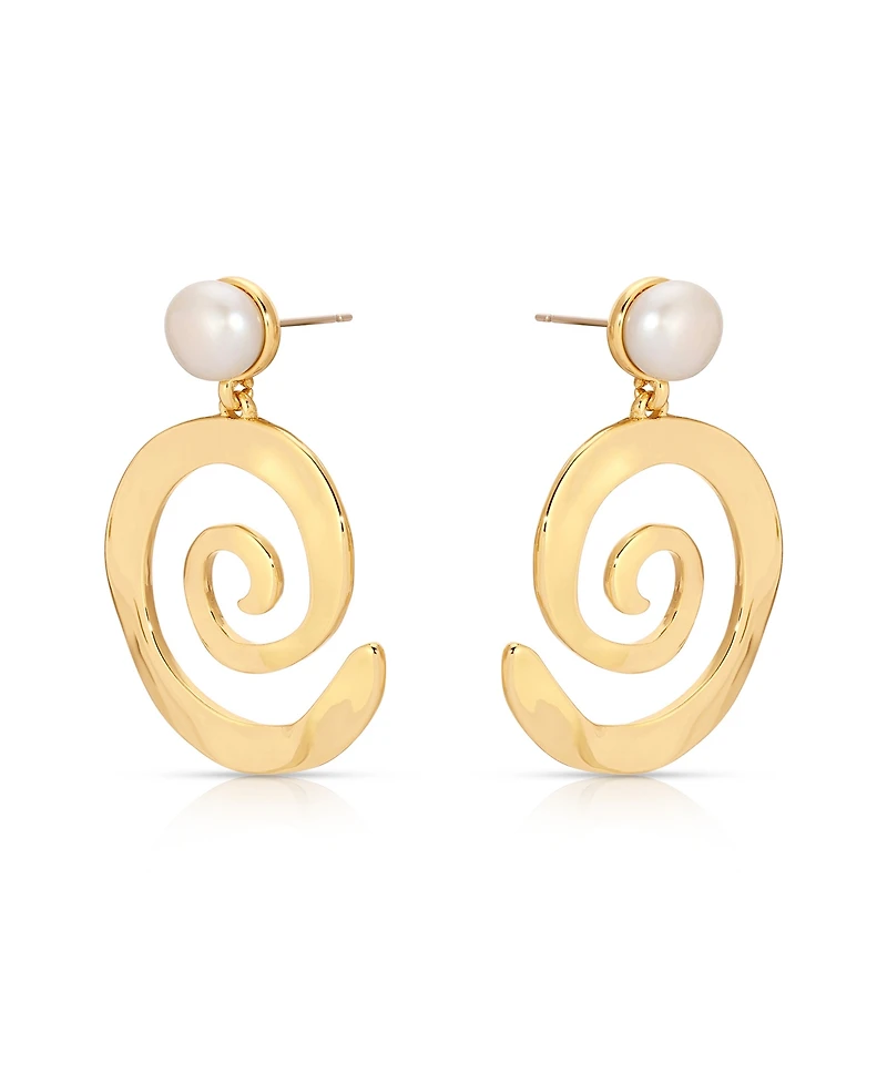 Ettika Aura Swirl Mother of Pearl Drop Earrings