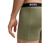 Boss by Hugo Men's Power 3-Pk. Tipped Logo Waistband Boxer Briefs