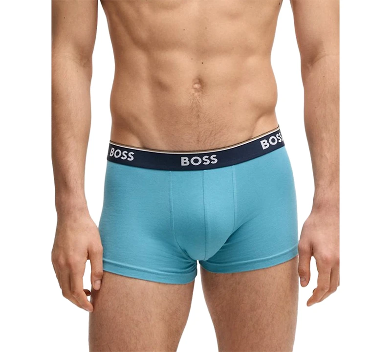 Boss by Hugo Men's Power 3-Pk. Tipped Logo Waistband Trunks