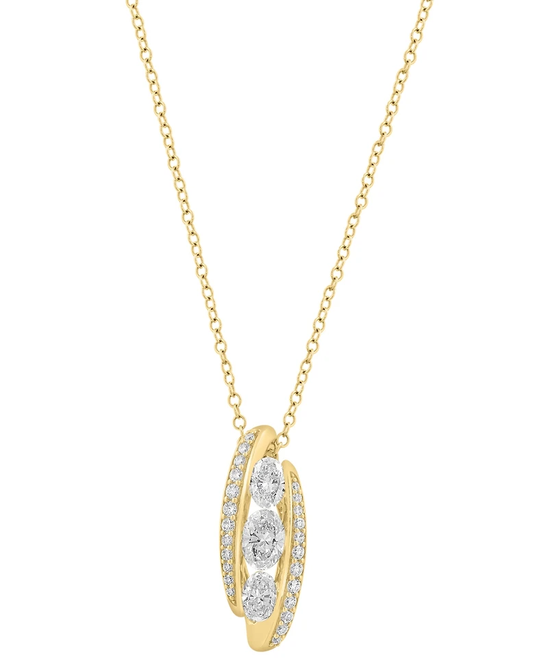 Effy Lab Grown Diamond Pendant Necklace (7/8 ct. t.w.) in 14k Yellow Gold, 17" + 1" extender