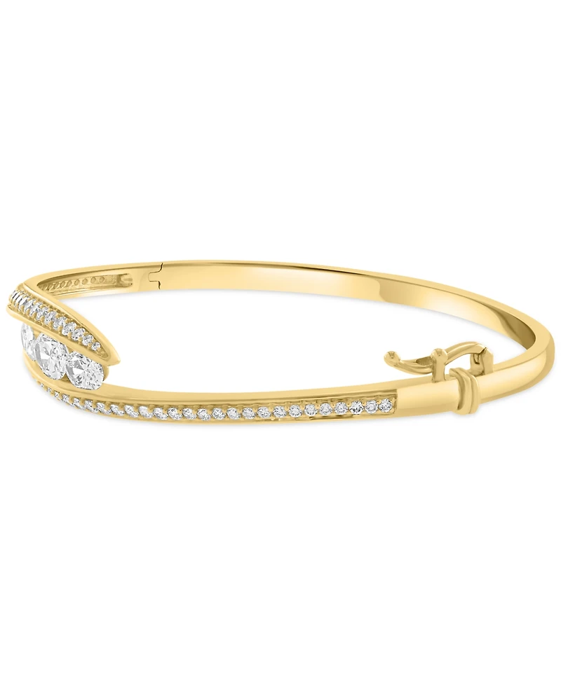 Effy Lab Grown Diamond Three Stone Swirl Bangle Bracelet (1-7/8 ct. t.w.) in 14k Gold