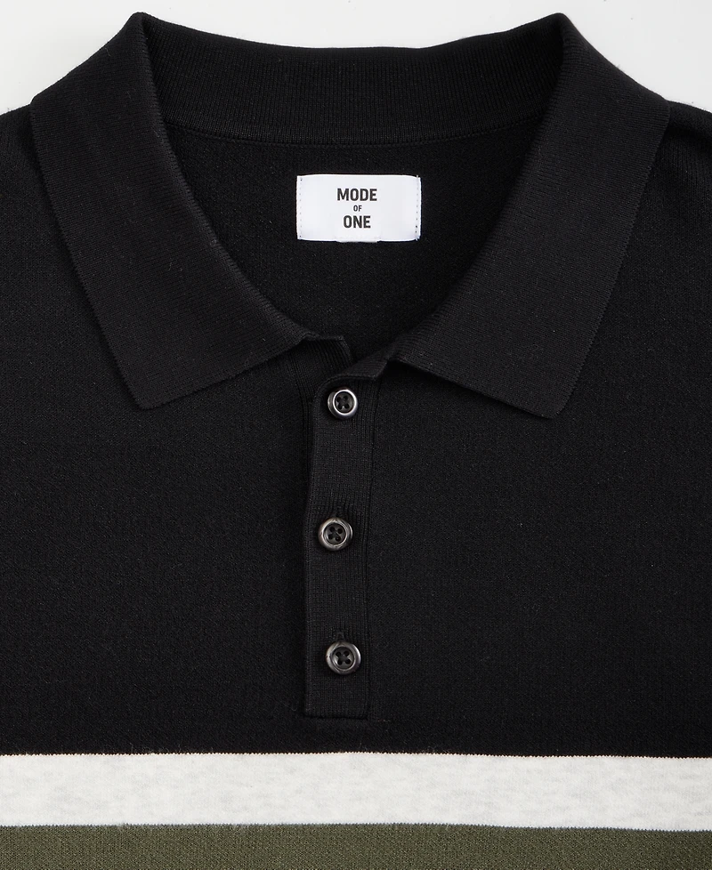 Mode of One Men's Varsity-Stripe Polo Sweater, Macy's Exclusive